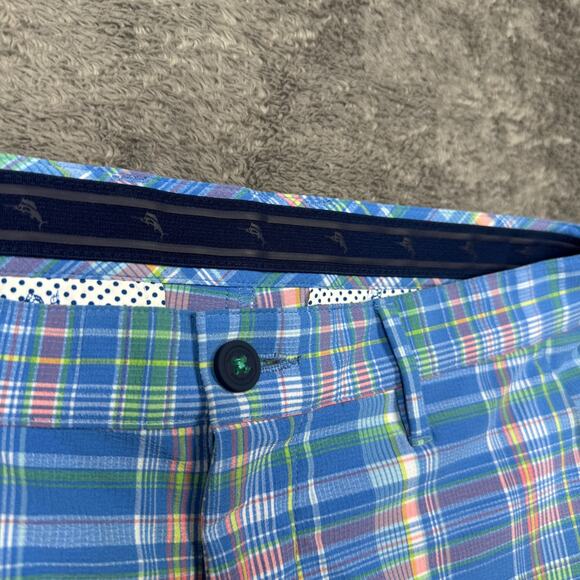 Tommy Bahama Men's Campanula Performance Shorts Blue Plaid 32 Outdoor Golf - Picture 5 of 11